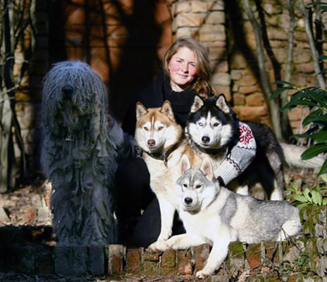 with his owner